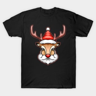 Rudolph the Reindeer dressed as Santa On Christmas T-Shirt